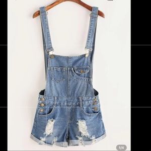 Jean Overall Shorts (Distressed)